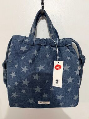 Wildfox Navy Star-Print Drawstring Tote/Backpack